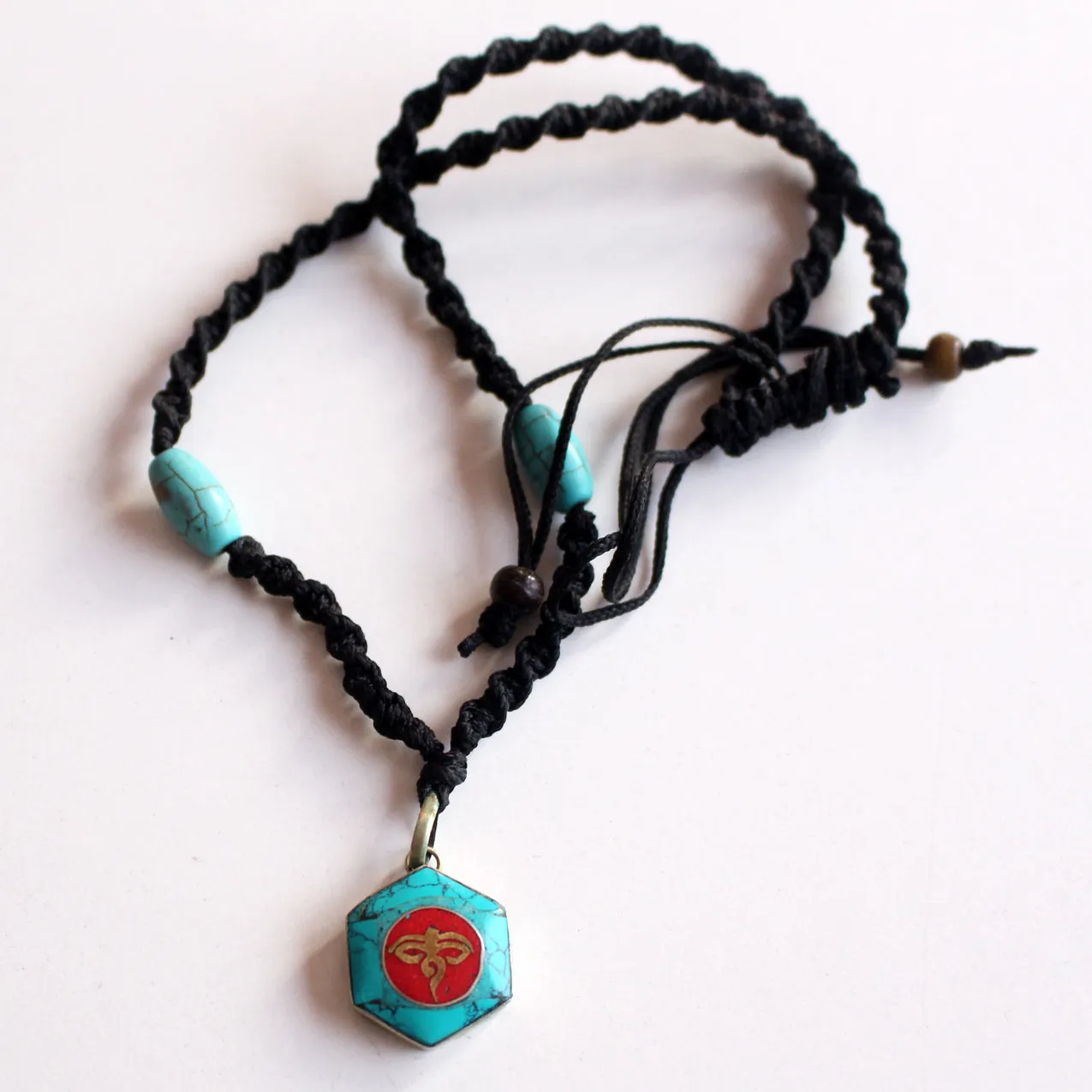 Hexagonal Turquoise Buddha Eye Pendant