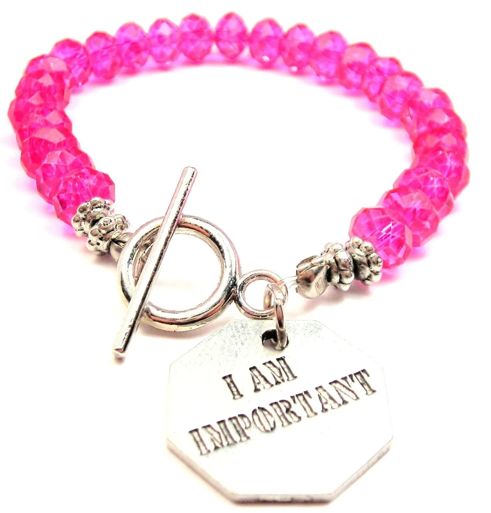 I Am Important Crystal Beaded Toggle Style Bracelet