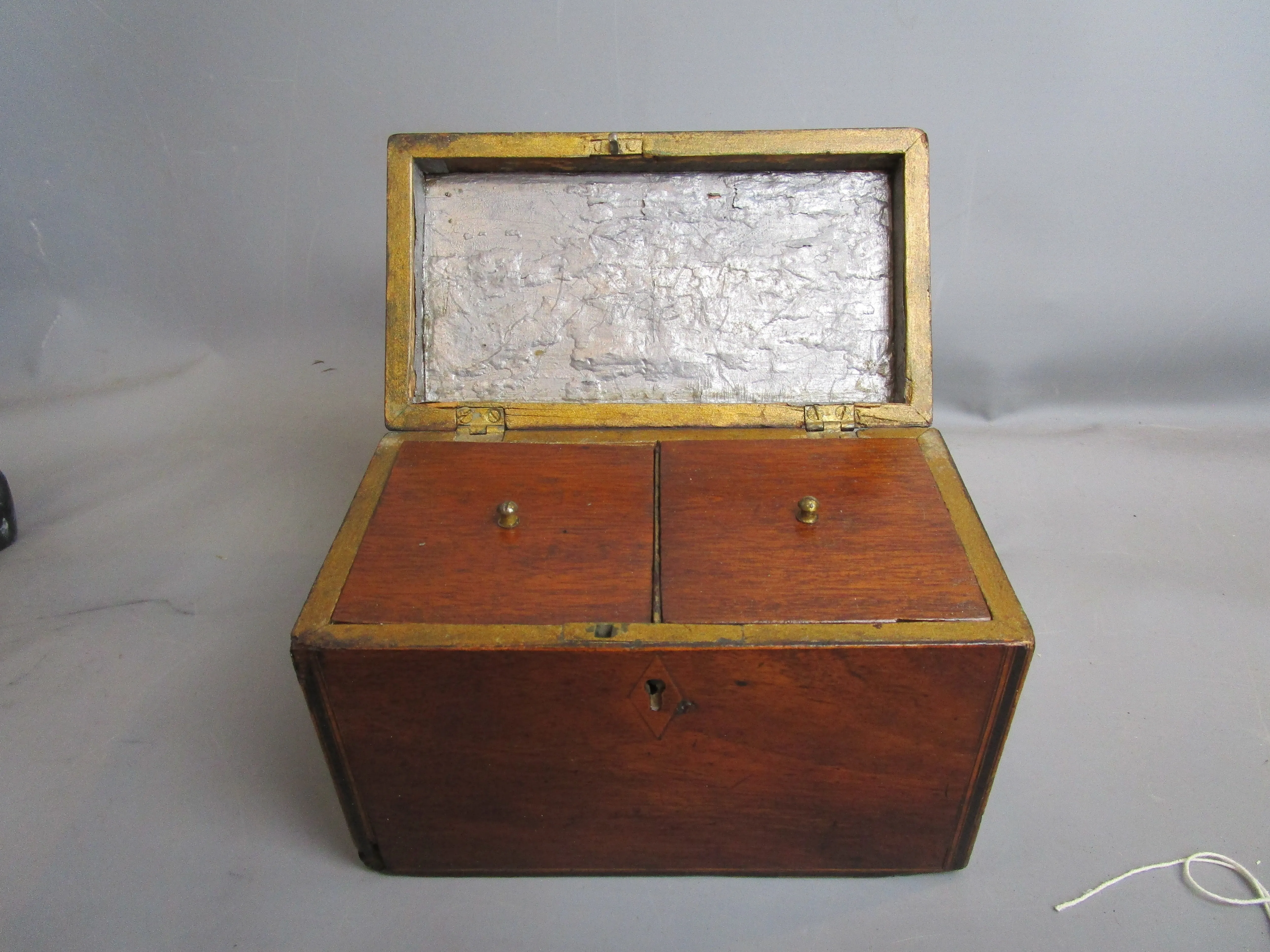 Inlaid Mahogany Tea Caddy Antique Georgian c1830