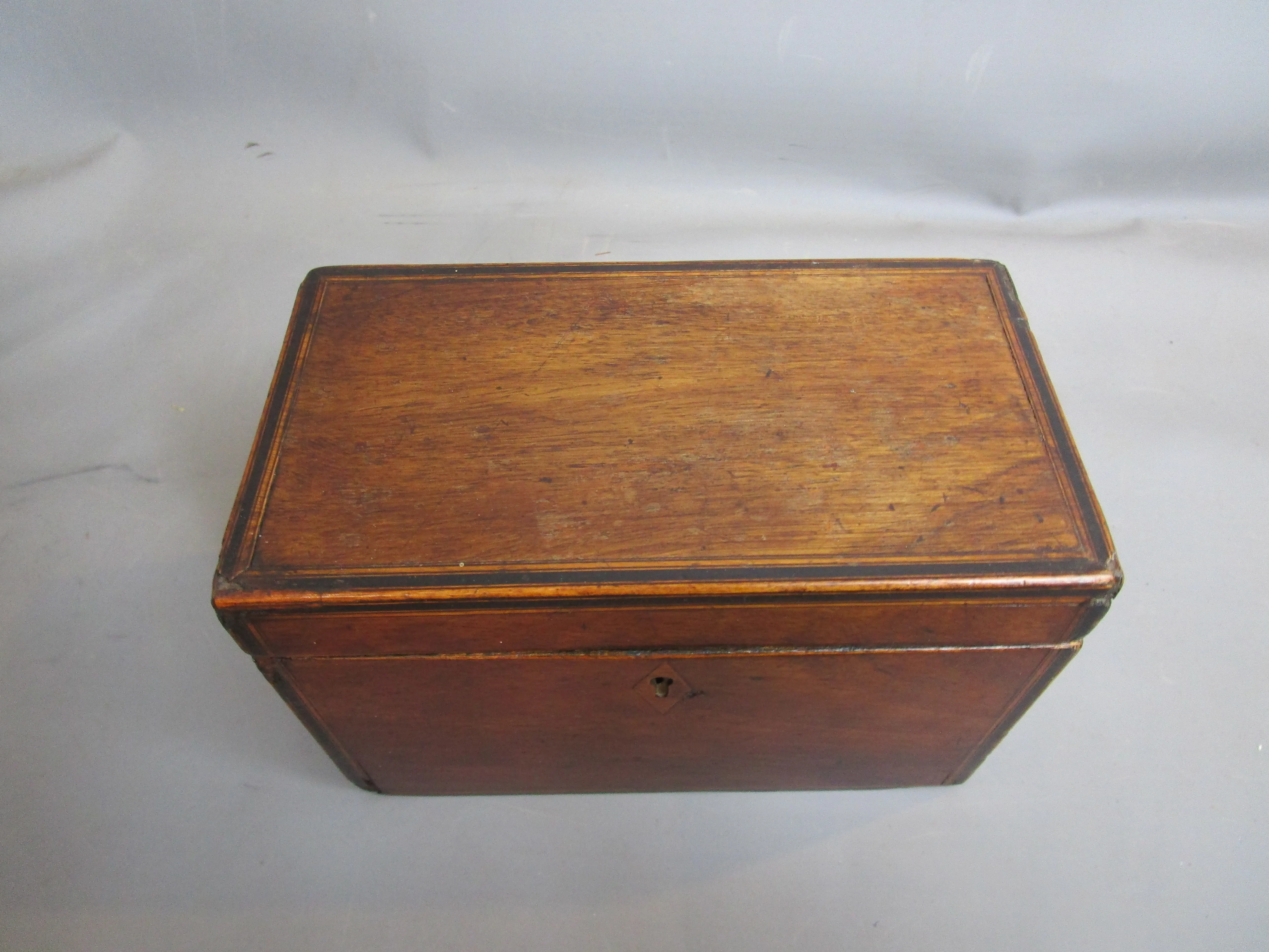 Inlaid Mahogany Tea Caddy Antique Georgian c1830