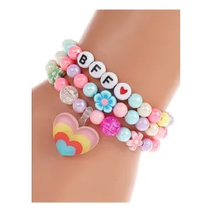 JAB44211 - BFF Heart Bead Stretch Bracelet Set