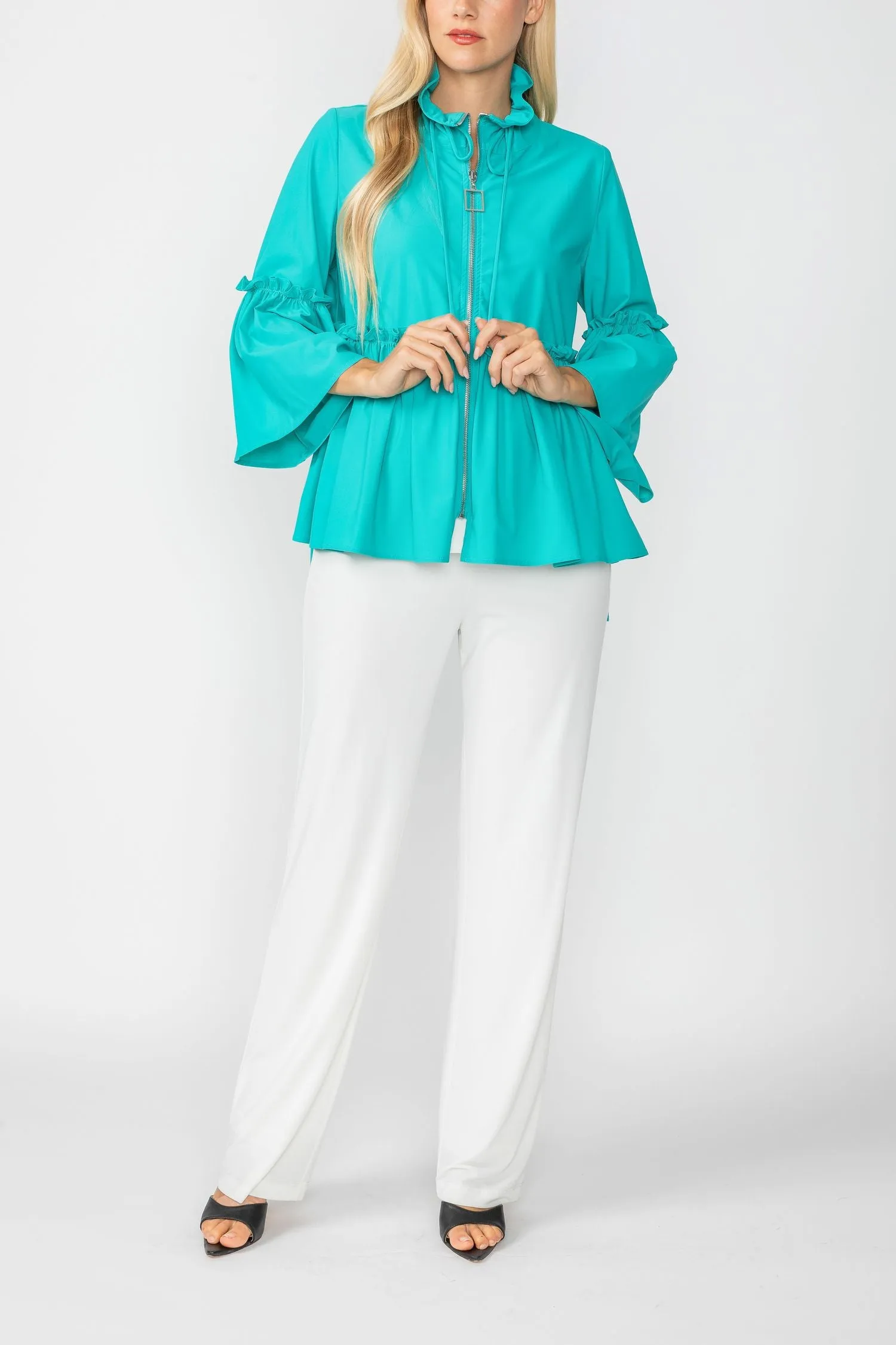 Jade High Stand Draw Cord Collar & Shirring Jacket