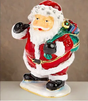 Kubla Crafts Bejeweled Santa Trinket Box