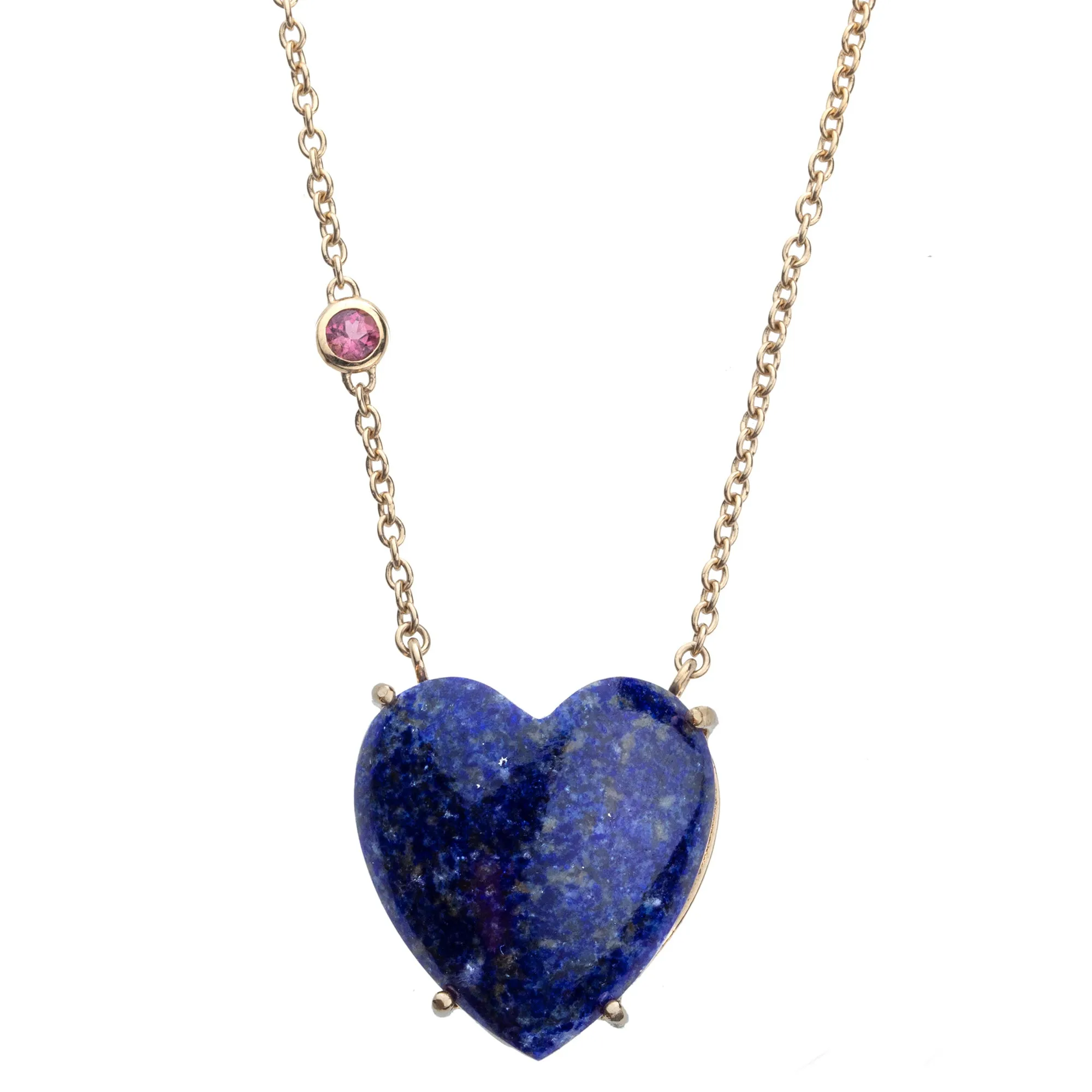 LOVE Lapis Carved Heart Necklace with Gold Setting SALE