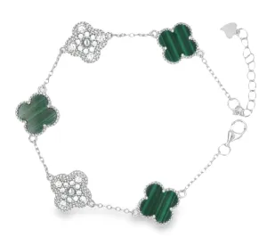 M208 Green Flower CZ Bracelet