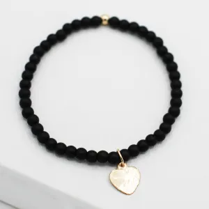 Matte Black Onyx & Heart Bracelet