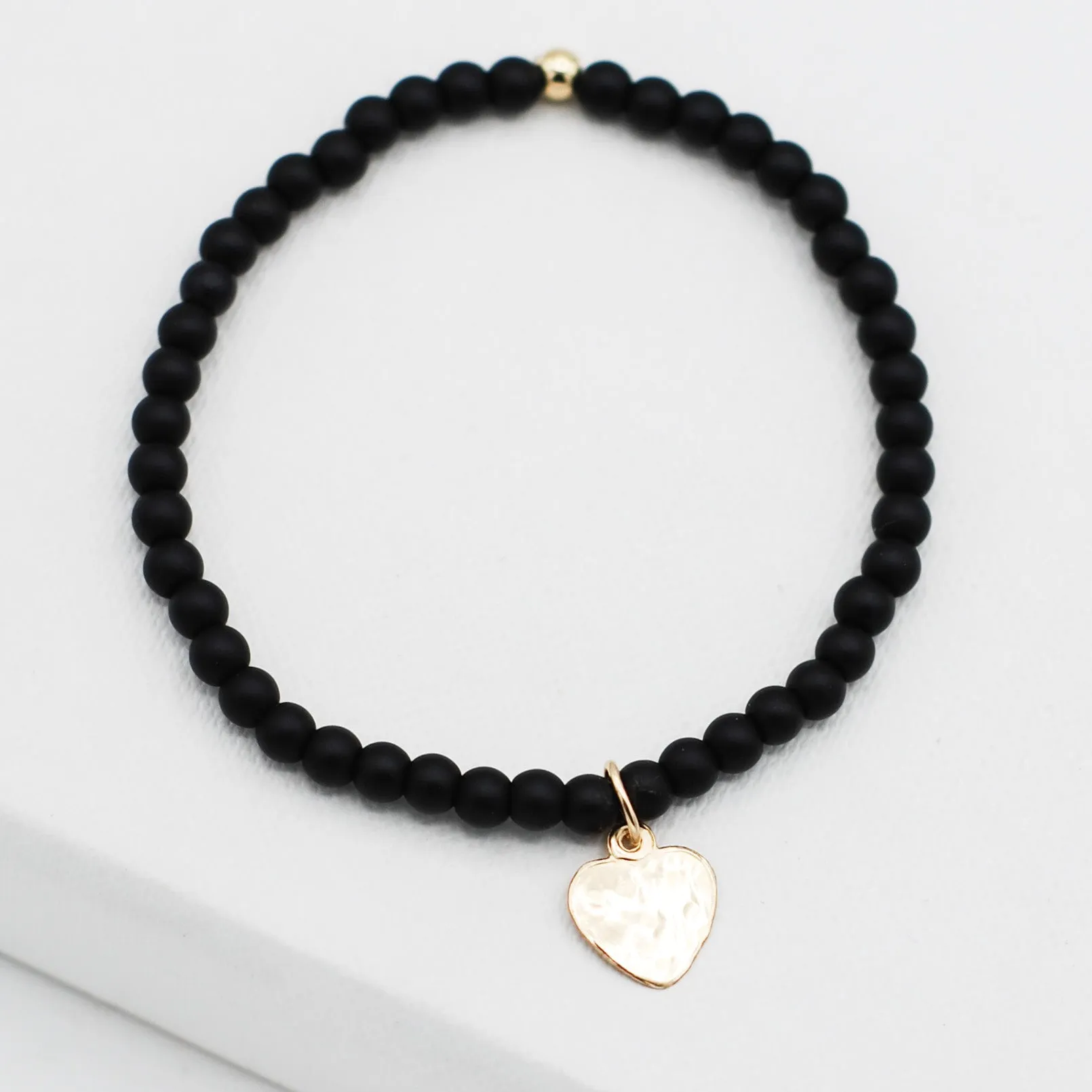 Matte Black Onyx & Heart Bracelet