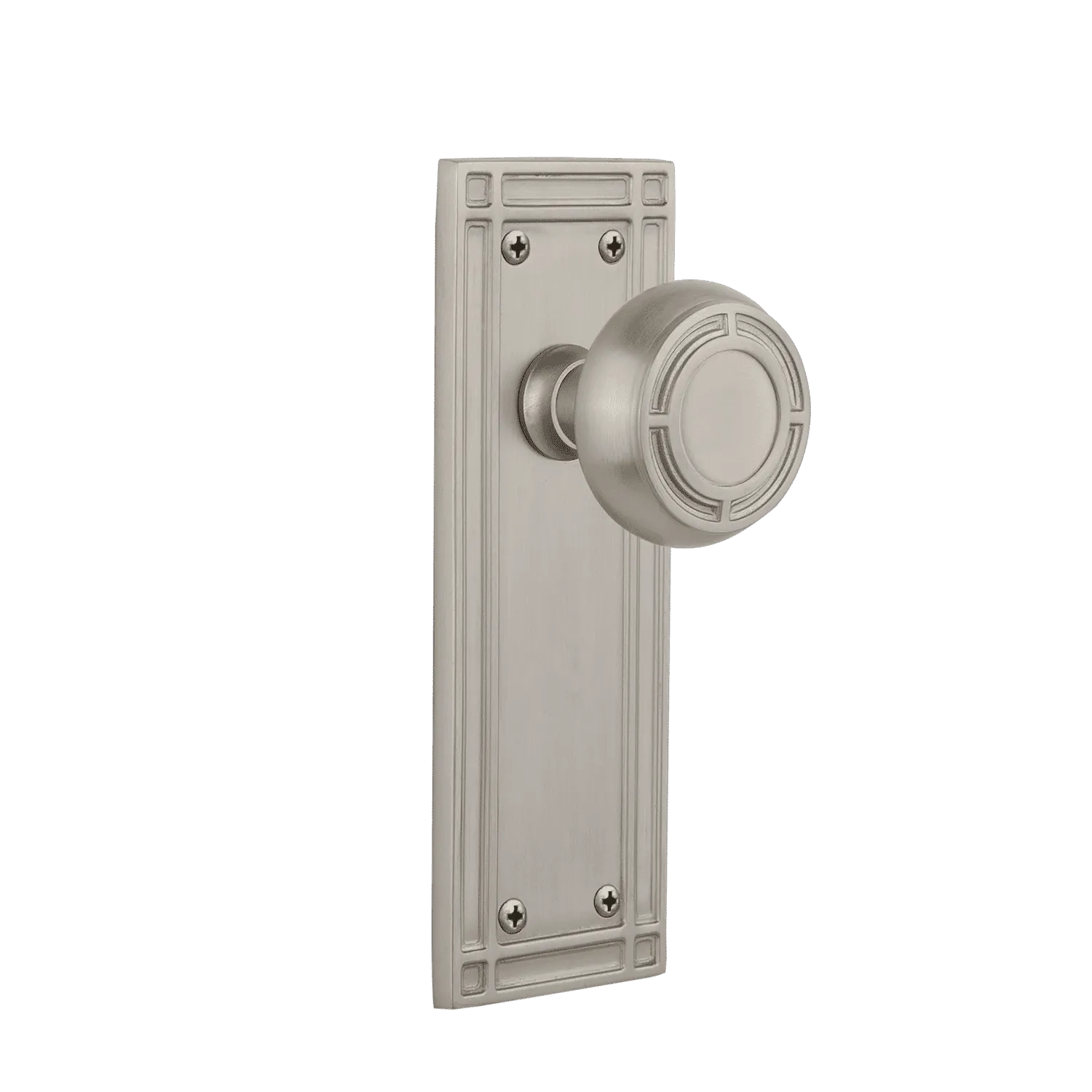 Mission Long Plate with Mission Knob in Satin Nickel