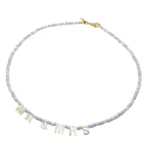 Mother of Pearl Shell Mr & Mrs Glass Bead Mix Necklace