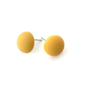 Mustard Velvet Retro Button Stud Earrings