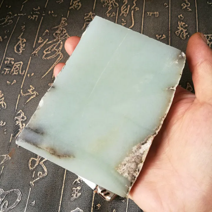 Natural Siberian Jade Rough Russia nephrite Raw (360g, 9.5X6X1.9cm)