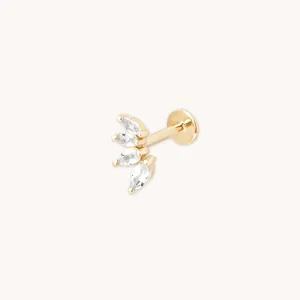 Navette Topaz Fan Stud in Solid Gold