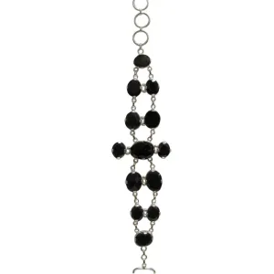 Onyx Chakra Stone Silver Adjustable Chain Bracelet