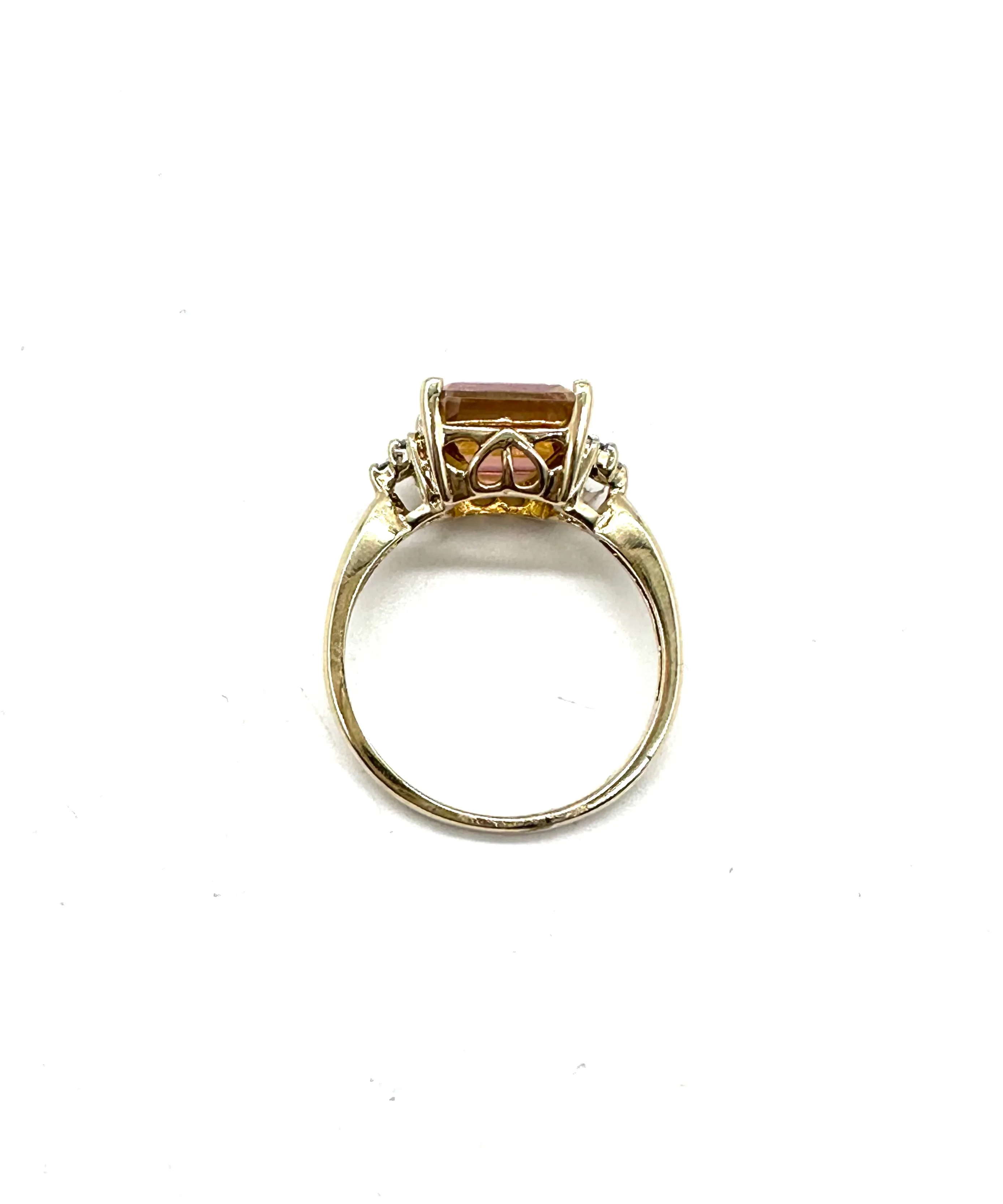 Orange topaz and diamond ring