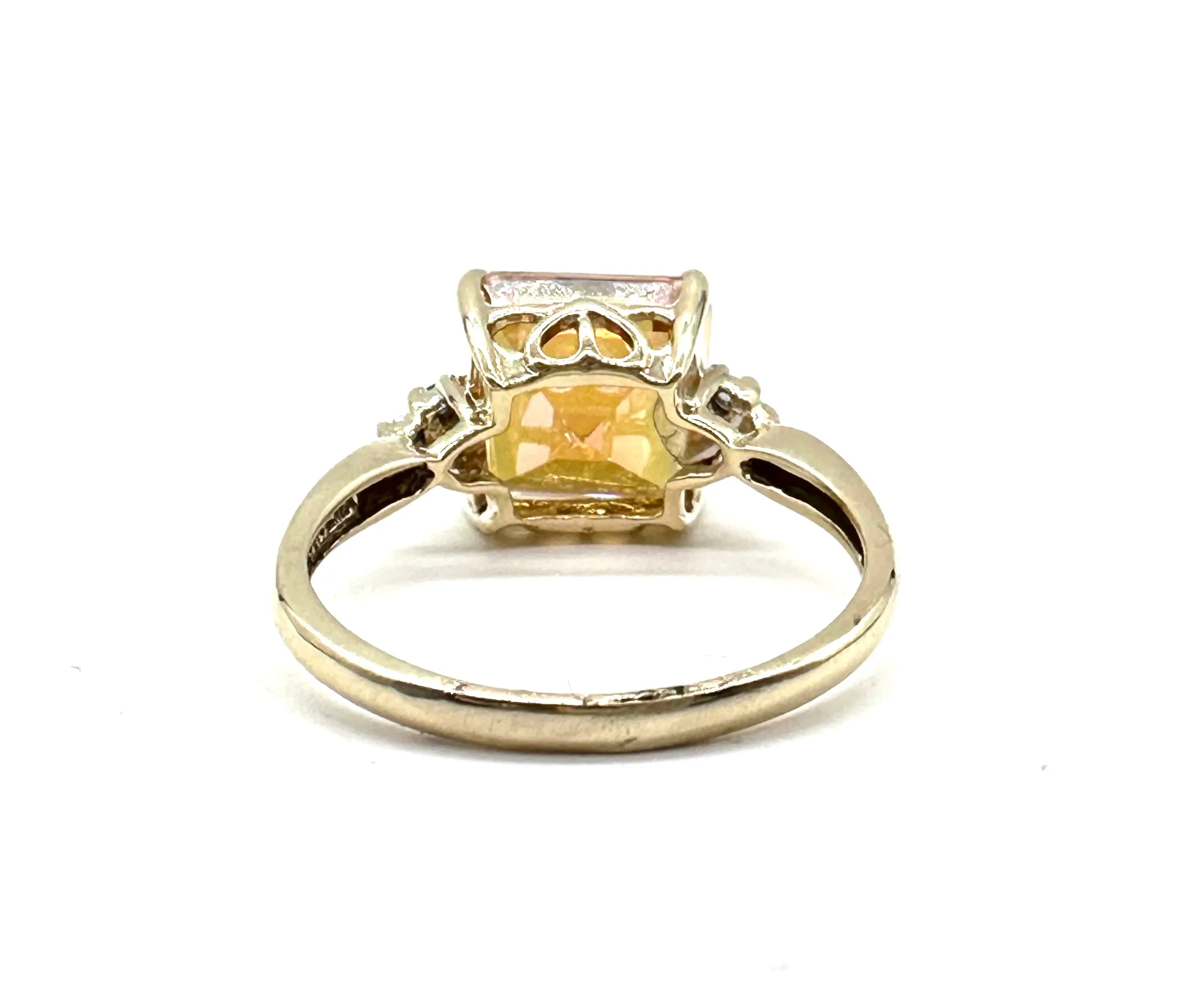 Orange topaz and diamond ring