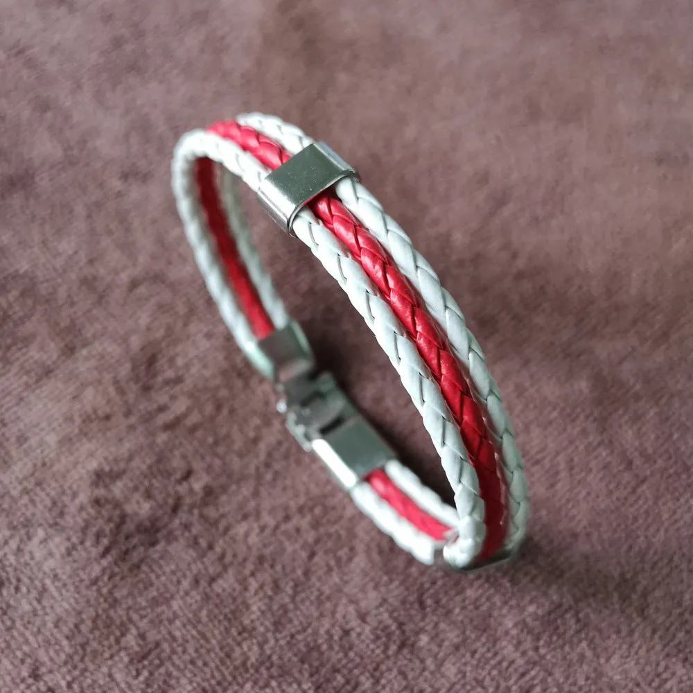 Ornament Woven Flag Flag Color Leather Bracelet Pu Imitation  Bracelet World Cup Country Bracelet