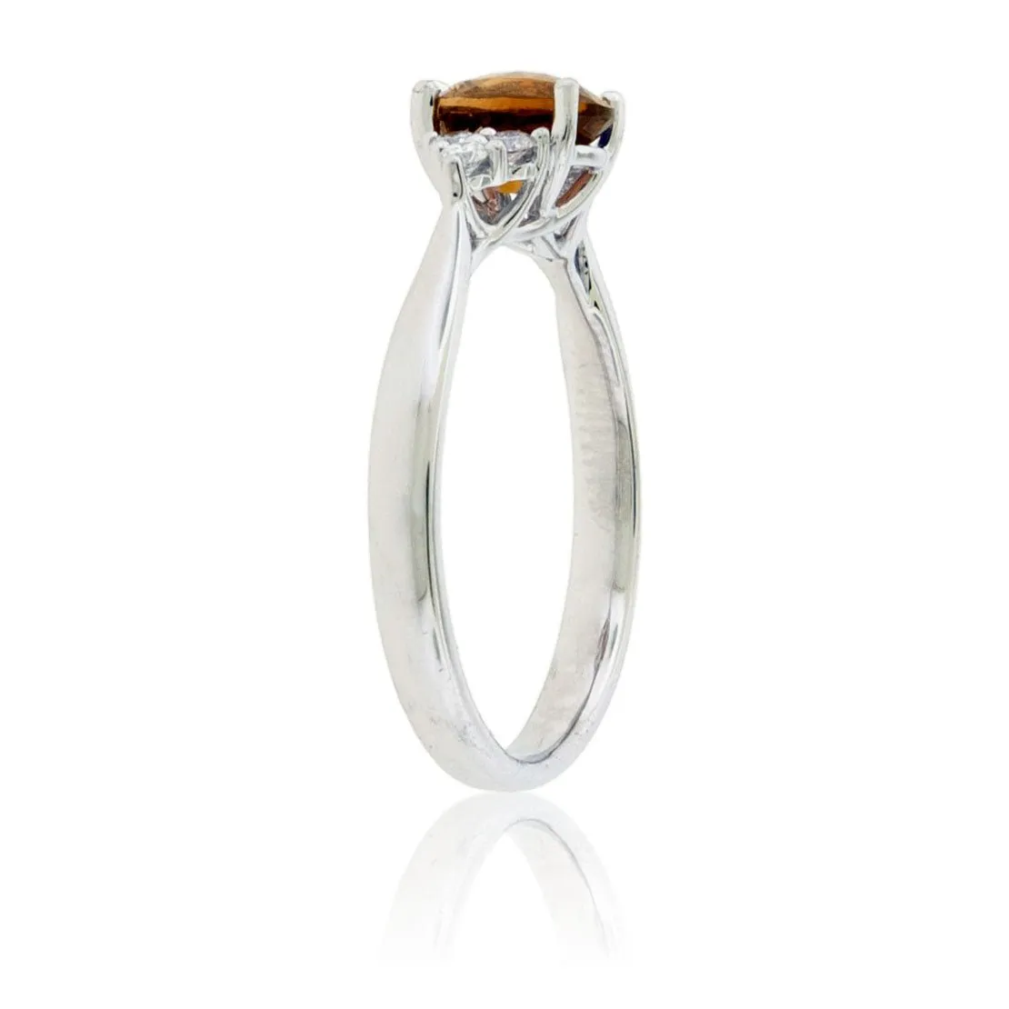 Oval Desert Flame Topaz and Diamond Accented Ring