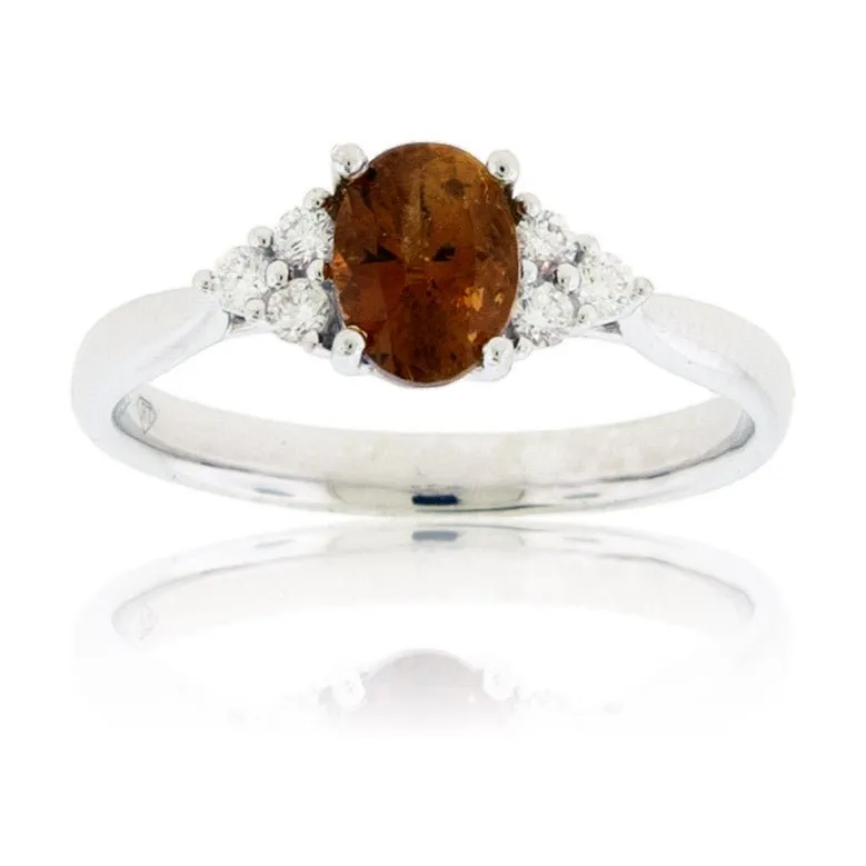 Oval Desert Flame Topaz and Diamond Accented Ring