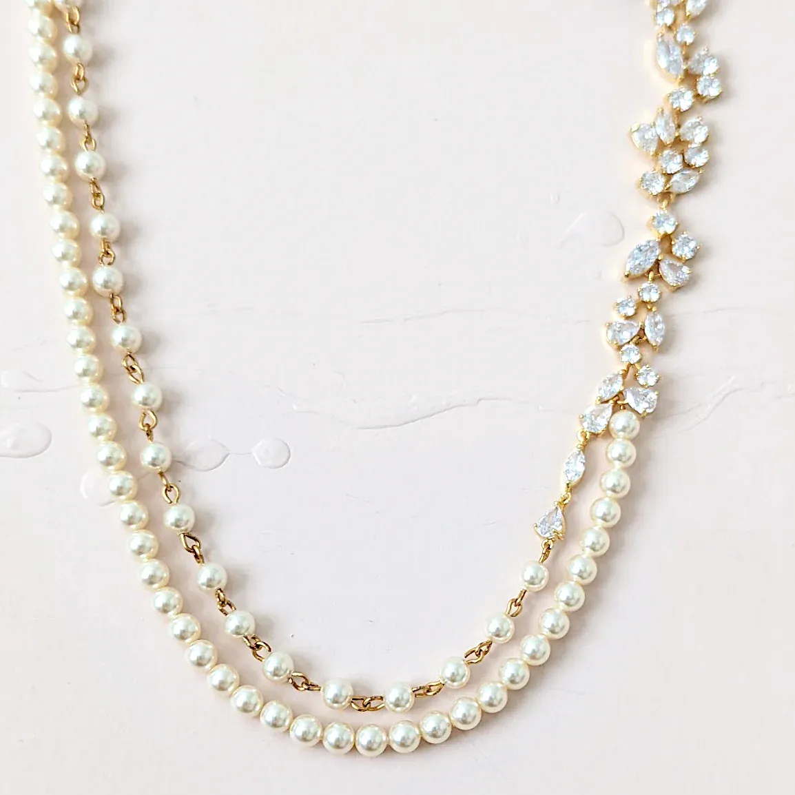 Pearl & Zirconia Wedding Necklace