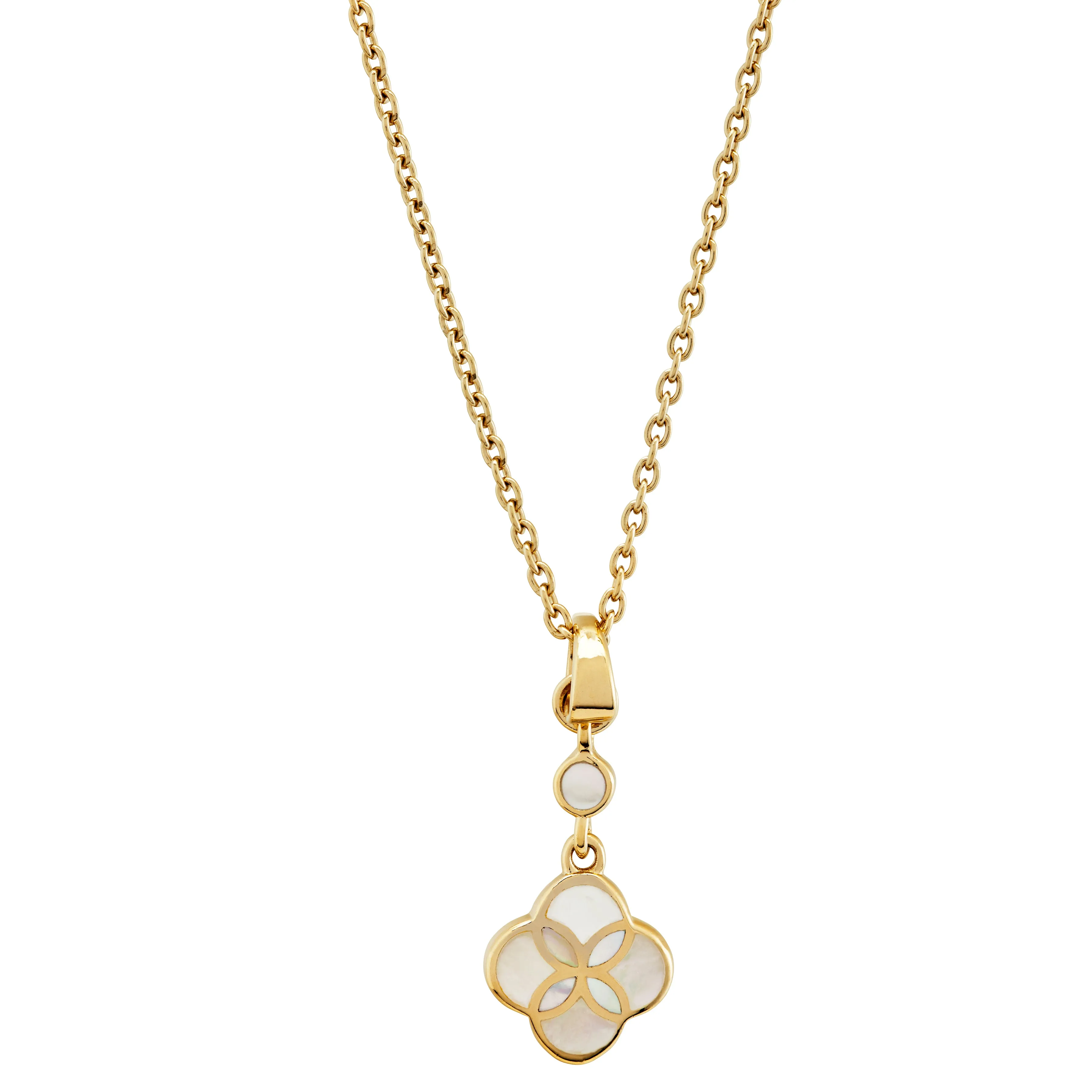 Petal Mother of Pearl Sterling Pendant Necklace with 18k Vermeil