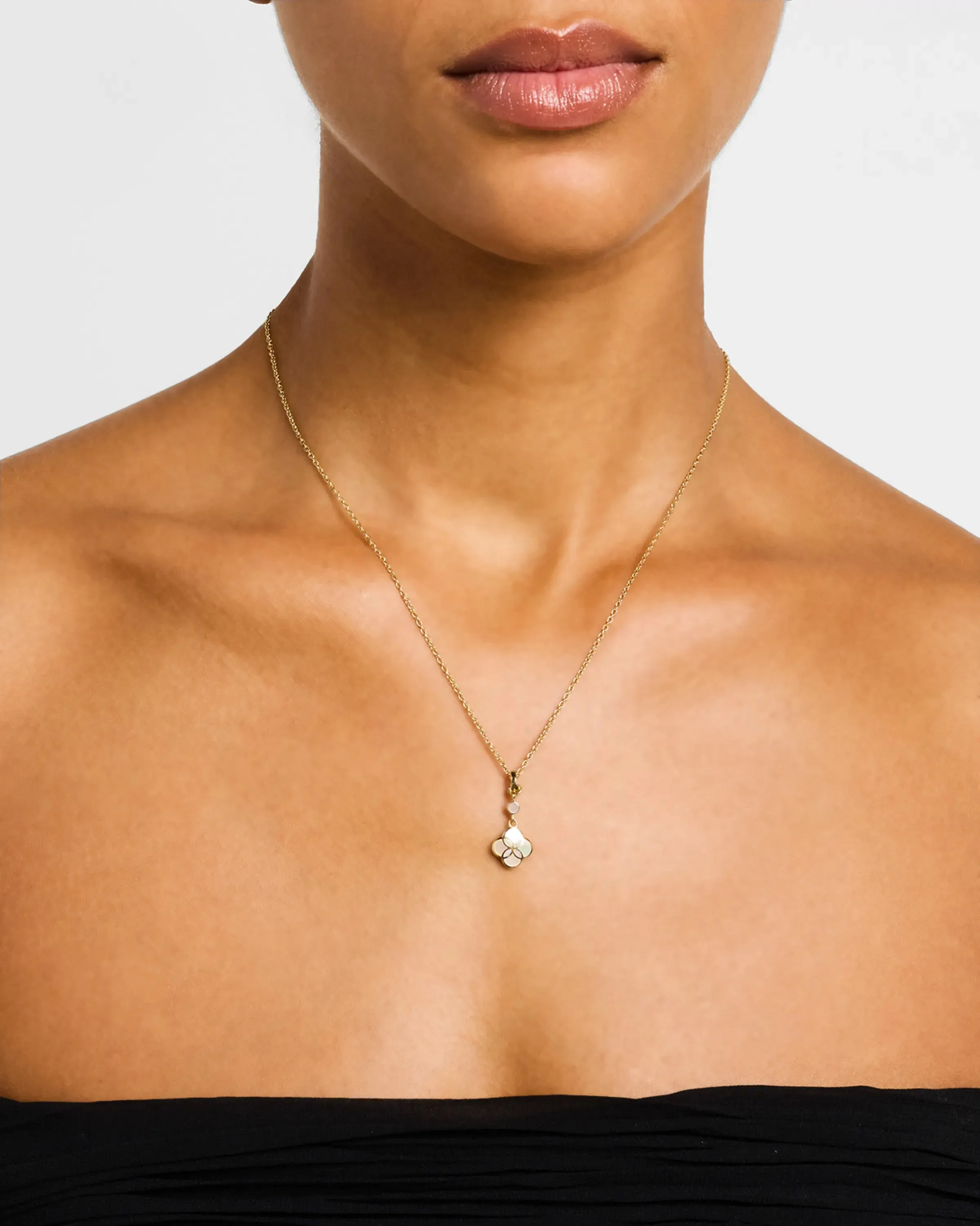 Petal Mother of Pearl Sterling Pendant Necklace with 18k Vermeil