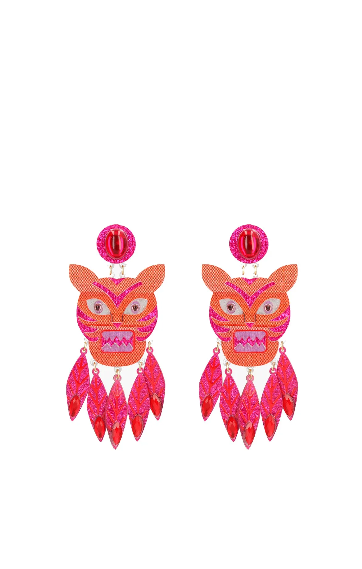 Pink Big Tiger Earrings