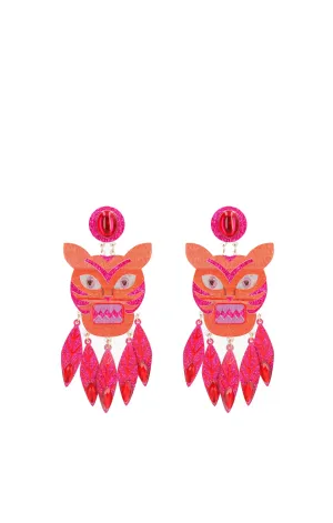 Pink Big Tiger Earrings