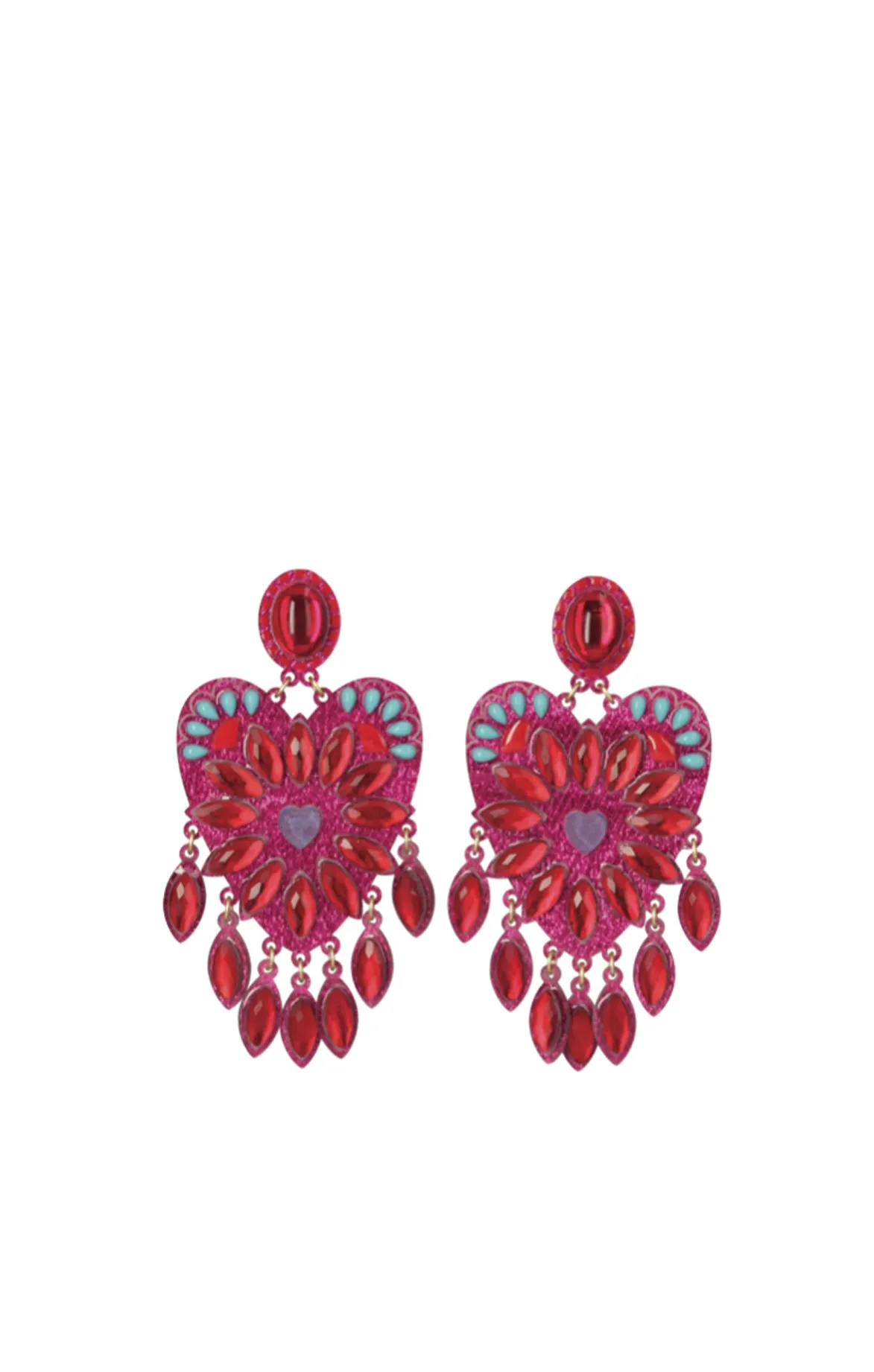 Pink Statement Heart Earrings