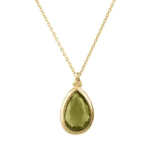 Pisa Mini Teardrop Necklace Gold Peridot