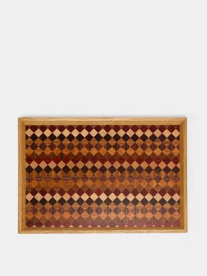 Poke wood rectangular tray