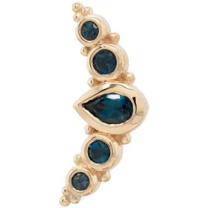 "Charlotte Panaraya" Threaded End in Gold with London Blue Topaz'