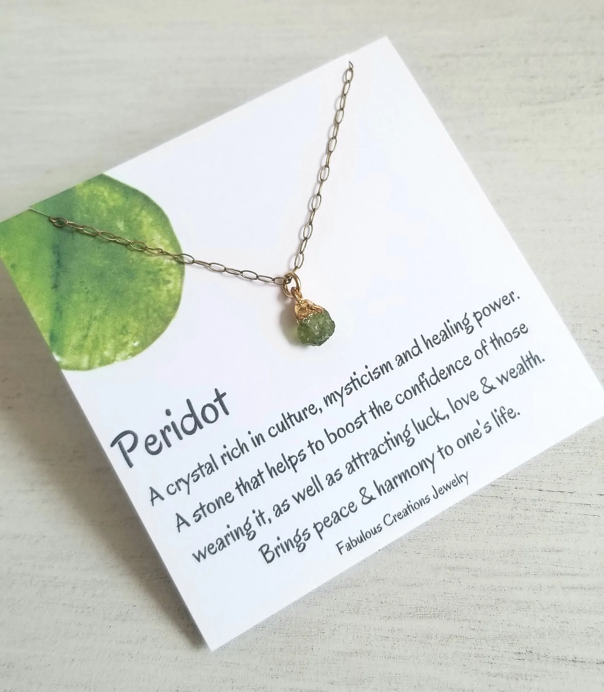 Raw Peridot Crystal Necklace, August Birthstone Necklace