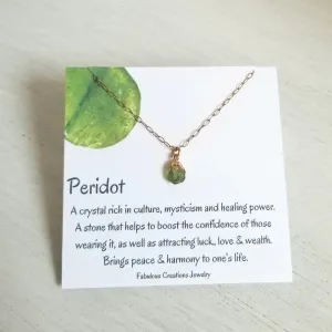 Raw Peridot Crystal Necklace, August Birthstone Necklace