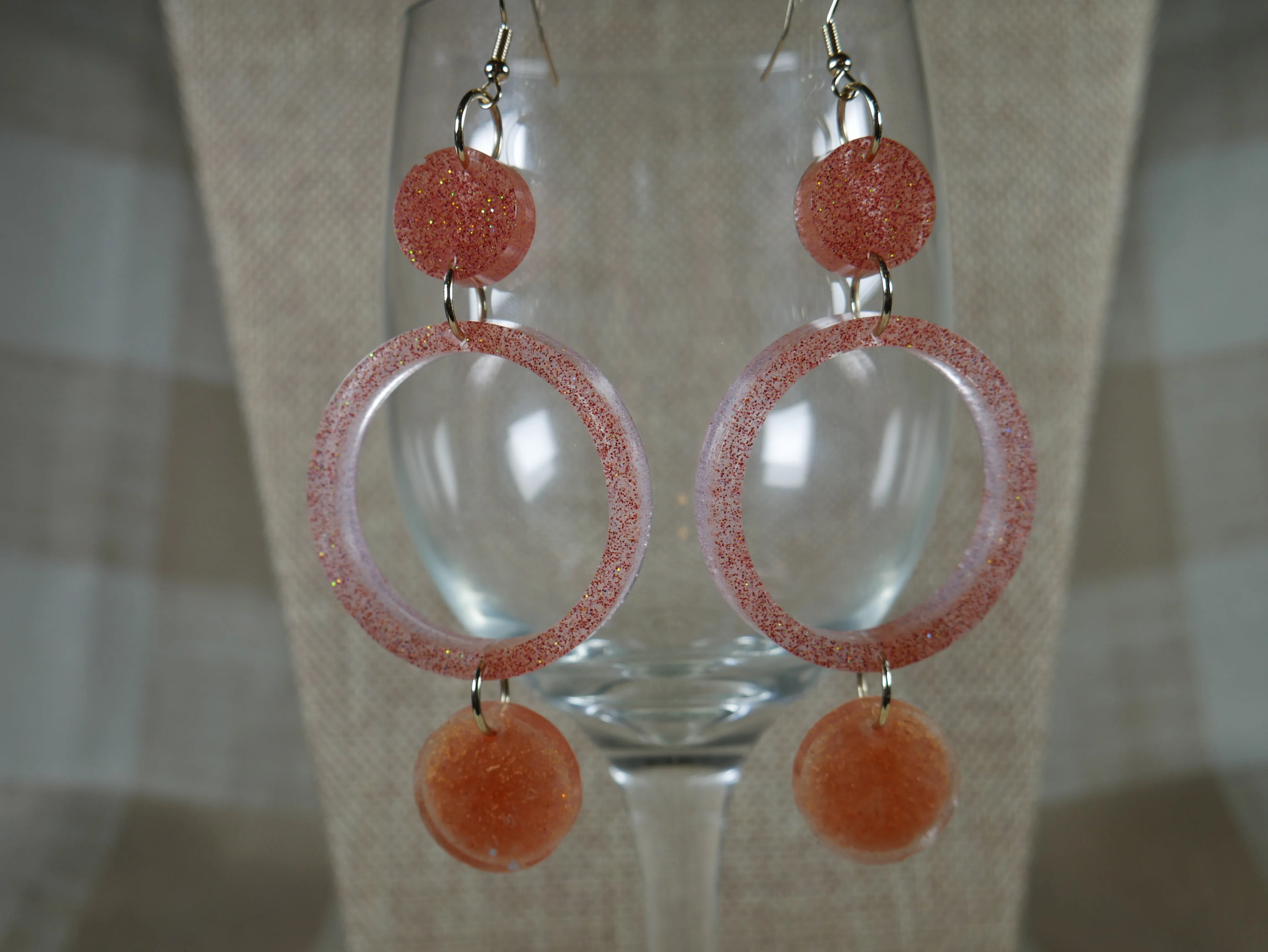 Resin Copper Colored Earthy 3 Circle Earrings