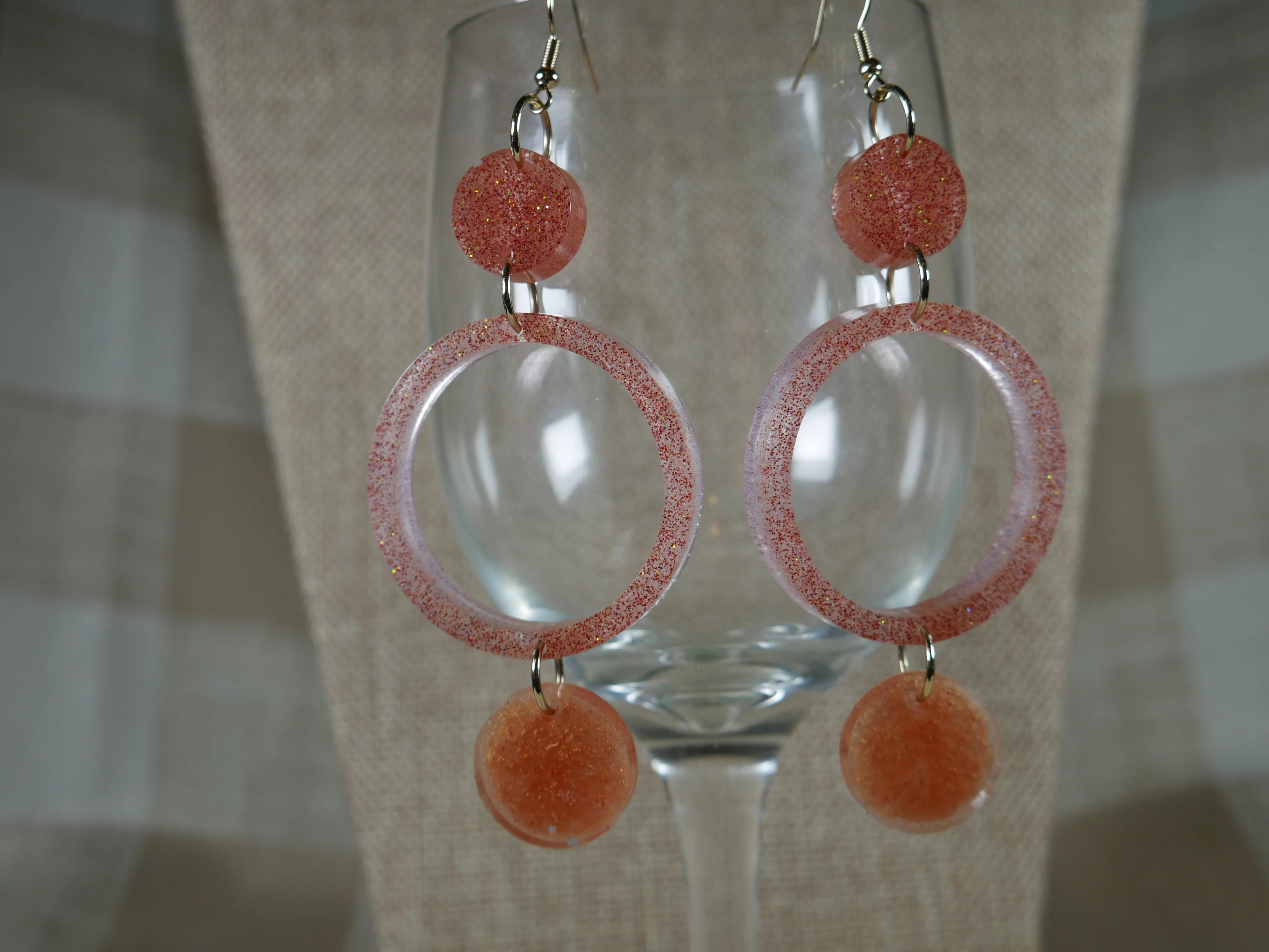 Resin Copper Colored Earthy 3 Circle Earrings