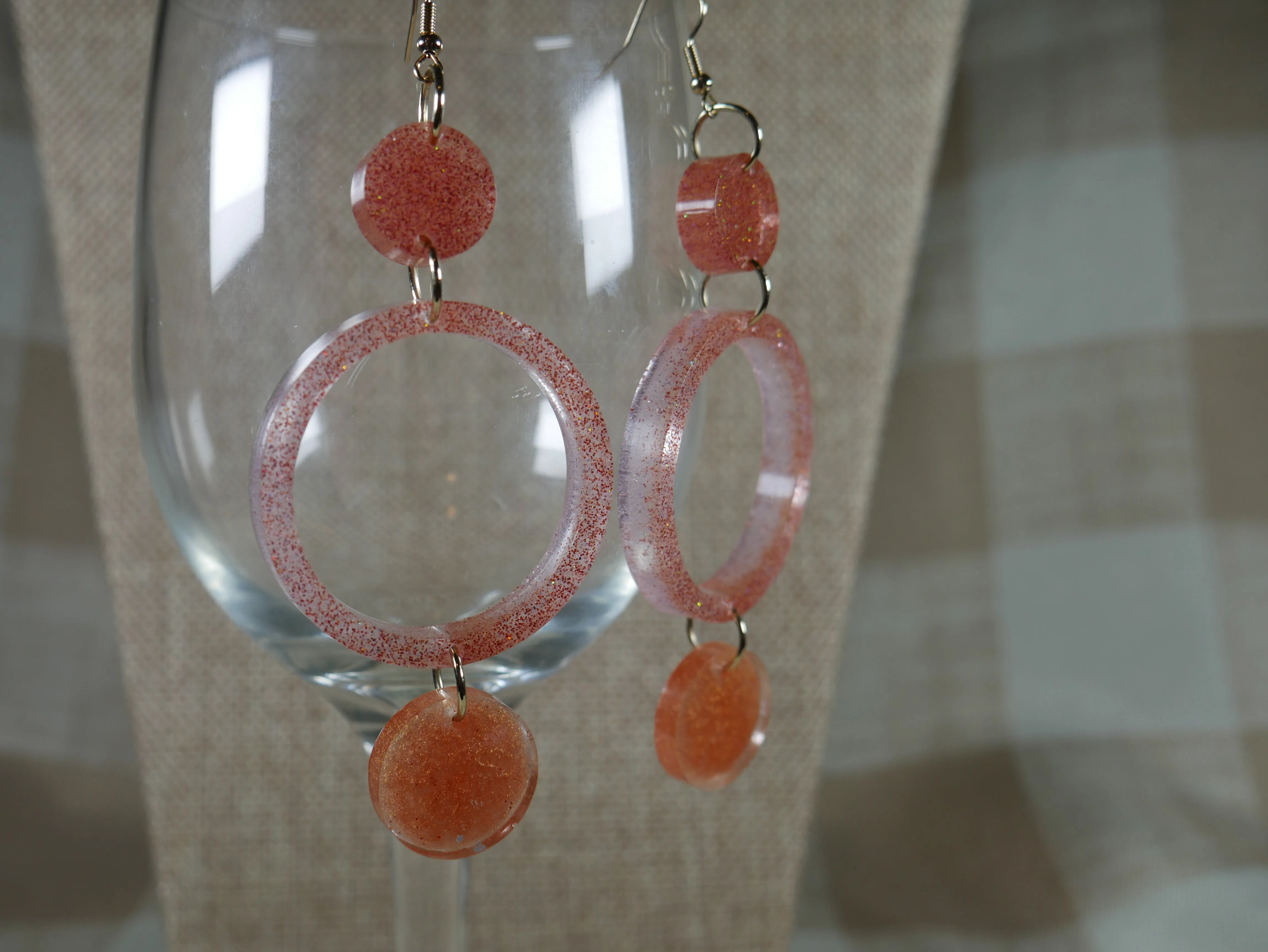 Resin Copper Colored Earthy 3 Circle Earrings