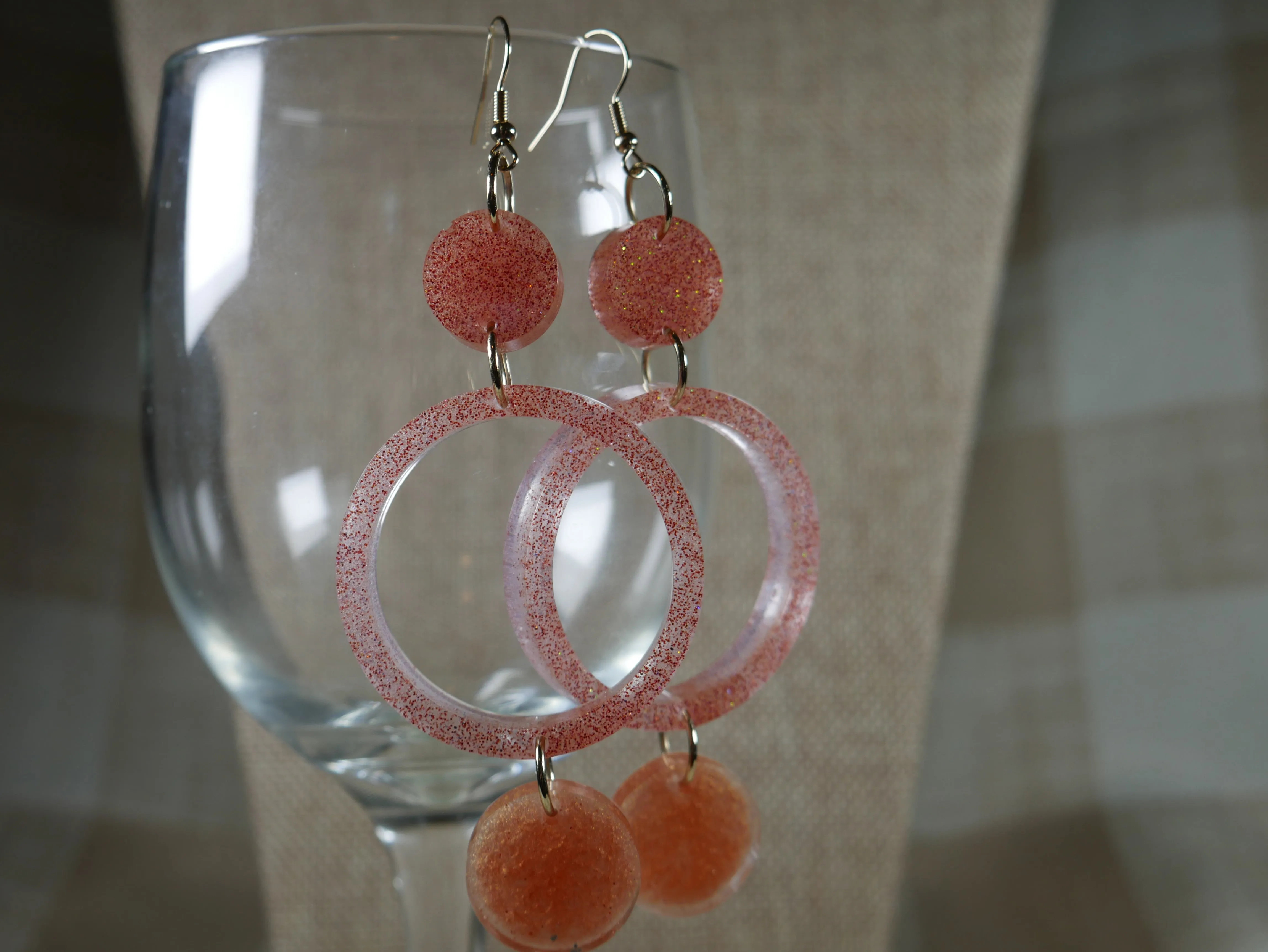 Resin Copper Colored Earthy 3 Circle Earrings