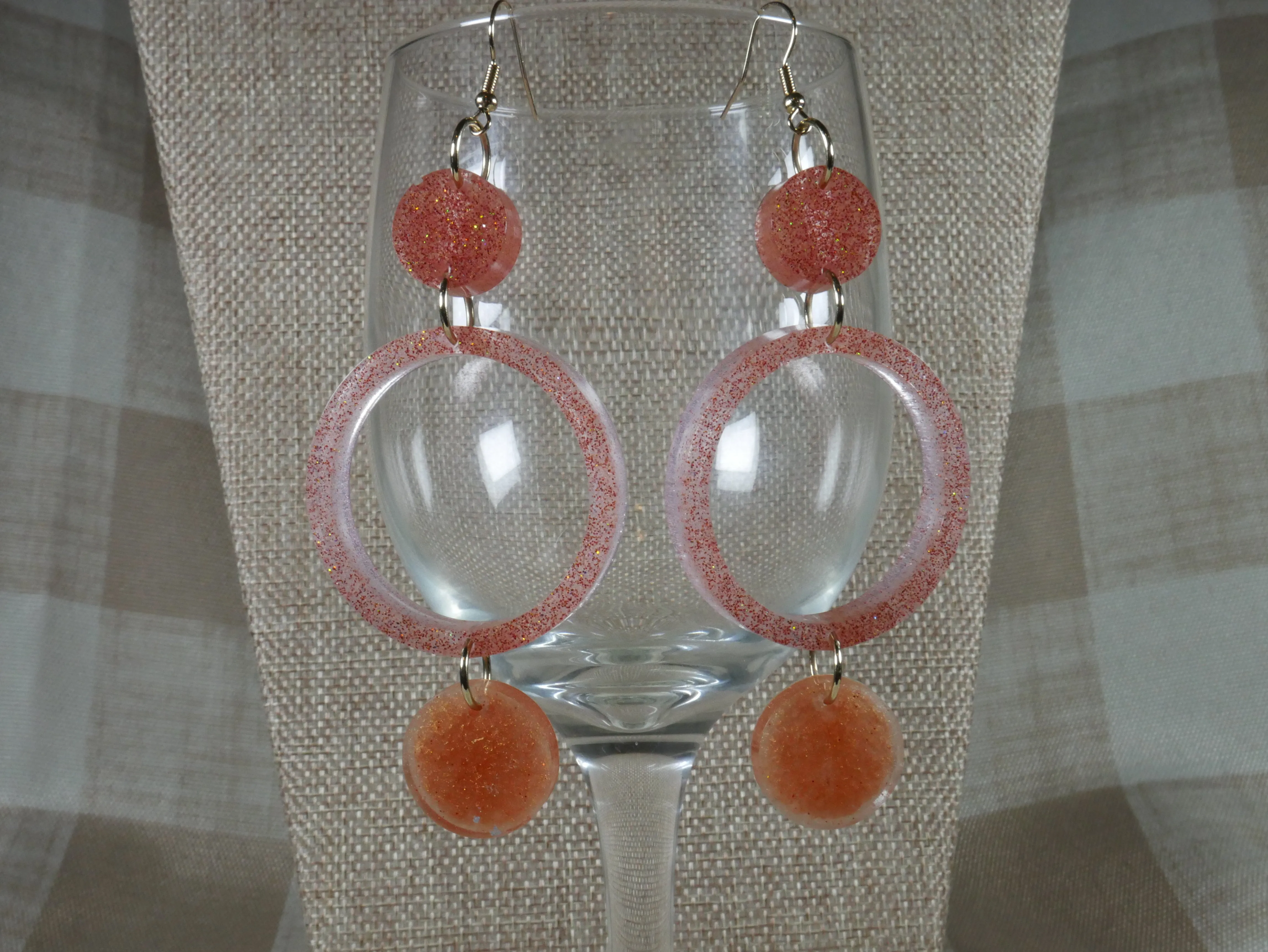 Resin Copper Colored Earthy 3 Circle Earrings