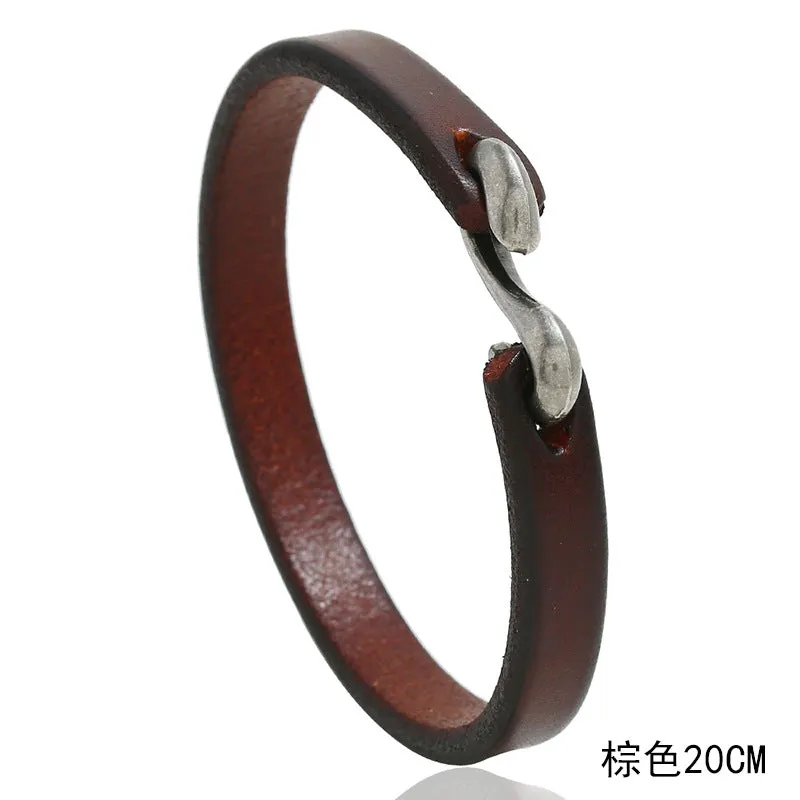 Retro Simple Cattle Leather Bracelet Ornament Fashion All-Match Punk Rock Leather Bracelet