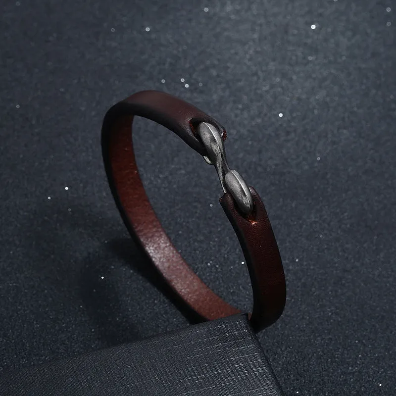 Retro Simple Cattle Leather Bracelet Ornament Fashion All-Match Punk Rock Leather Bracelet