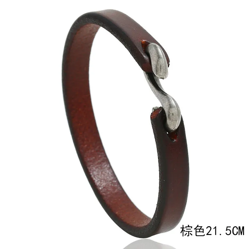 Retro Simple Cattle Leather Bracelet Ornament Fashion All-Match Punk Rock Leather Bracelet