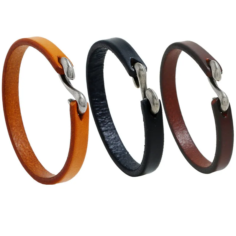 Retro Simple Cattle Leather Bracelet Ornament Fashion All-Match Punk Rock Leather Bracelet