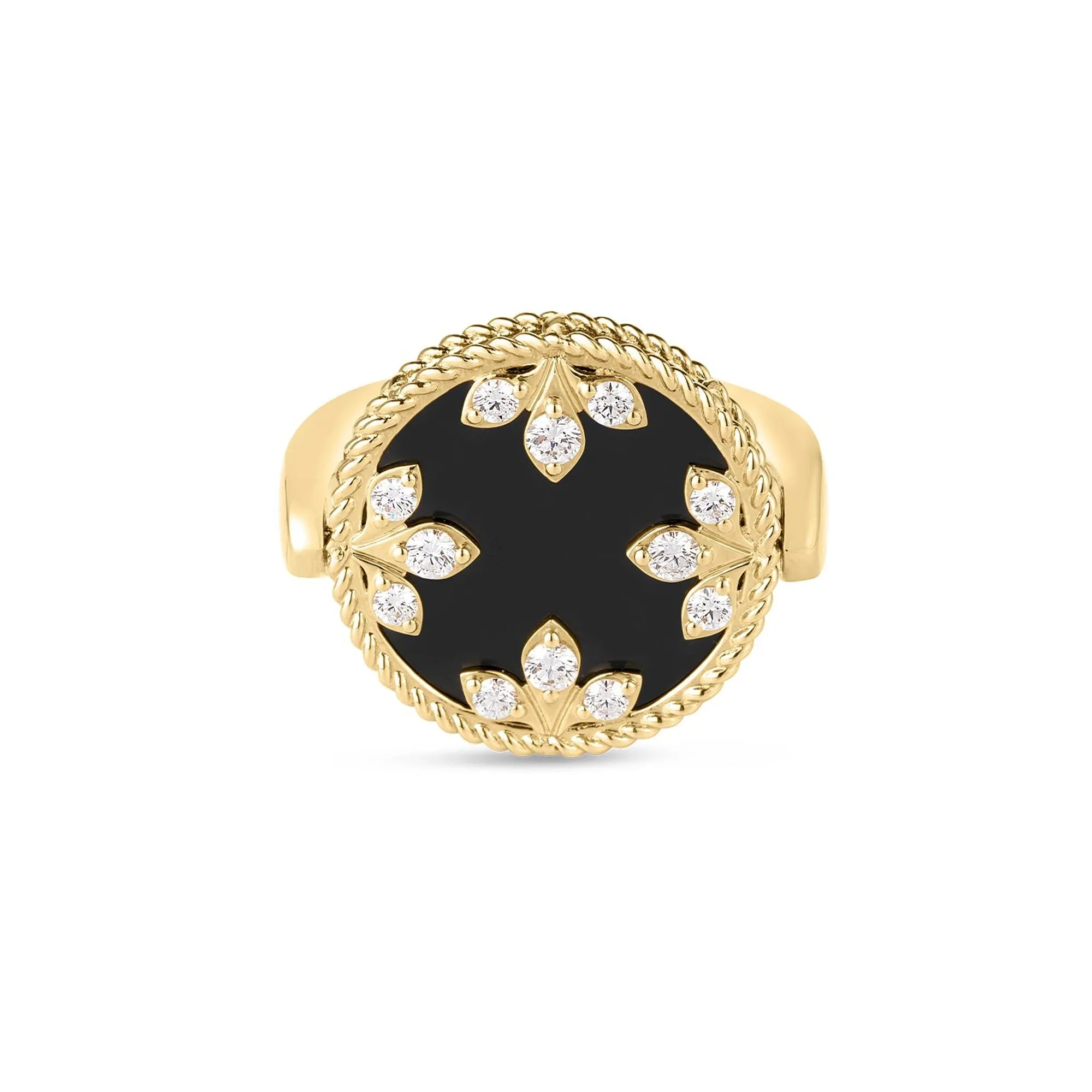 Roberto Coin 18K Yellow Gold Colored Medallions Diamond, Black Jade & Mother of Pearl Reversible Ring