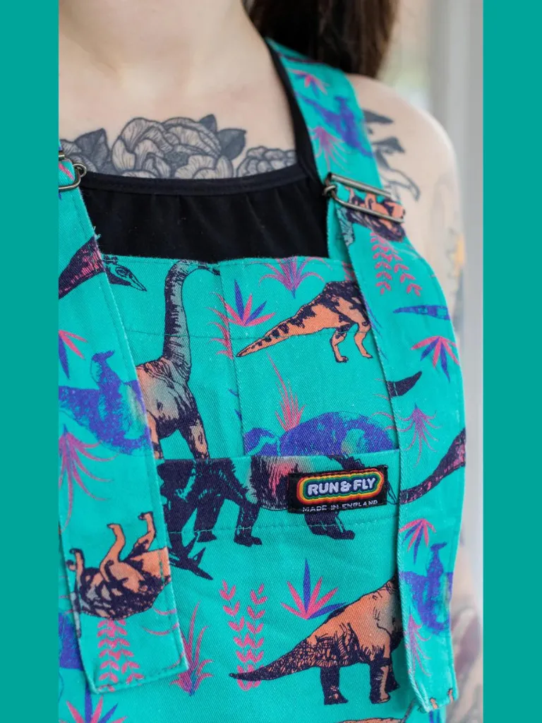 Run & Fly - Jade Adventure Dinosaur Stretch Twill Dungarees