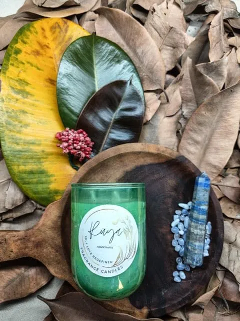 Ruya's Handcrafts Serinity Unicorn Jars Double Wick Lapis Lazuli stone | Evoking Tranquillity and Serenity Therapy Candle | Depression Buster Candle (Dreamy Lavender)