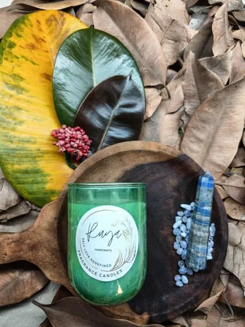 Ruya's Handcrafts Serinity Unicorn Jars Double Wick Lapis Lazuli stone | Evoking Tranquillity and Serenity Therapy Candle | Depression Buster Candle (Dreamy Lavender)