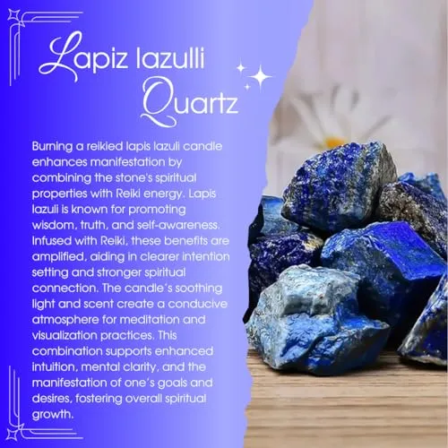 Ruya's Handcrafts Serinity Unicorn Jars Double Wick Lapis Lazuli stone | Evoking Tranquillity and Serenity Therapy Candle | Depression Buster Candle (Dreamy Lavender)