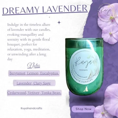 Ruya's Handcrafts Serinity Unicorn Jars Double Wick Lapis Lazuli stone | Evoking Tranquillity and Serenity Therapy Candle | Depression Buster Candle (Dreamy Lavender)