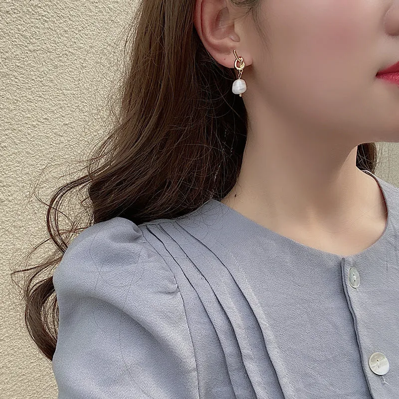 Silver Needle South Korea Dongdaemun Pearl Earrings