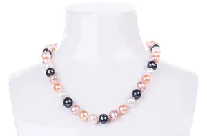 Single Strand Multi-color Freshwater Pearl Necklace 9-10mm